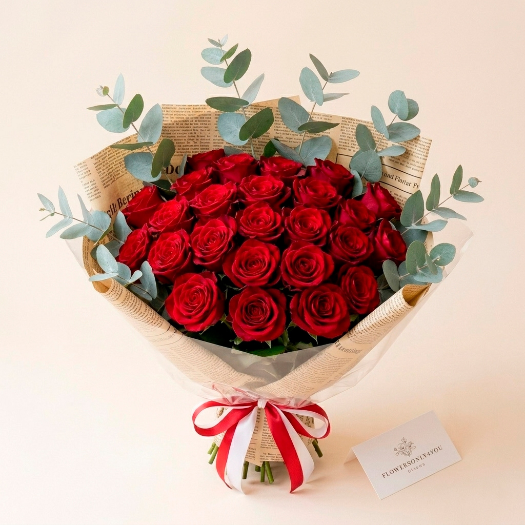 flow-7 Red Roses Newspaper - Image 1